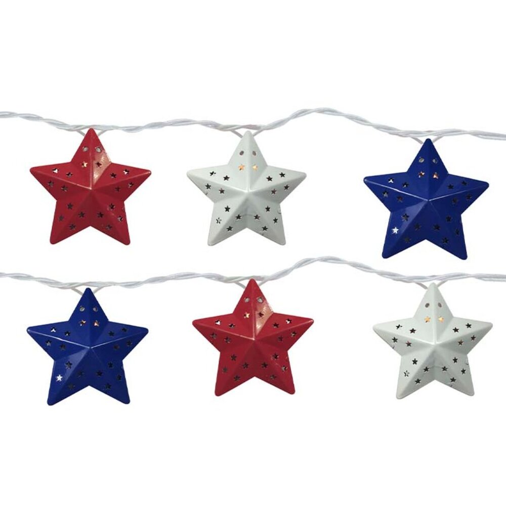 2 set 10 4th of July metal string of lights for outside battery operated